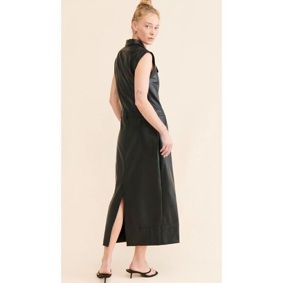 New Free People Danni Vegan Leather Midi Dress Size S - Picture 4 of 9